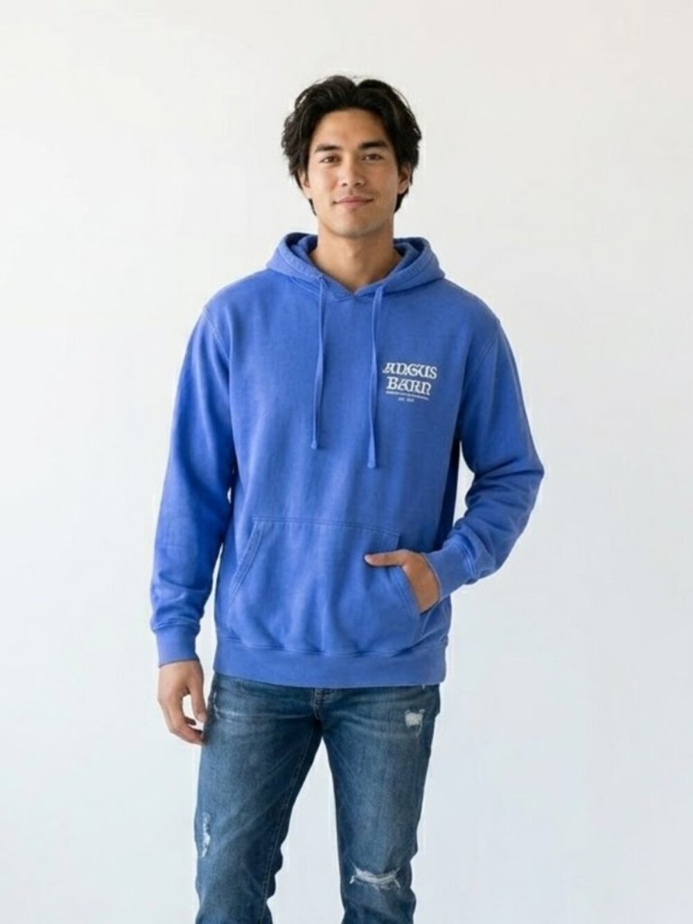 Angus Barn Raleigh NC Blue Hoodie XL Port & Company Ring Spun Cotton